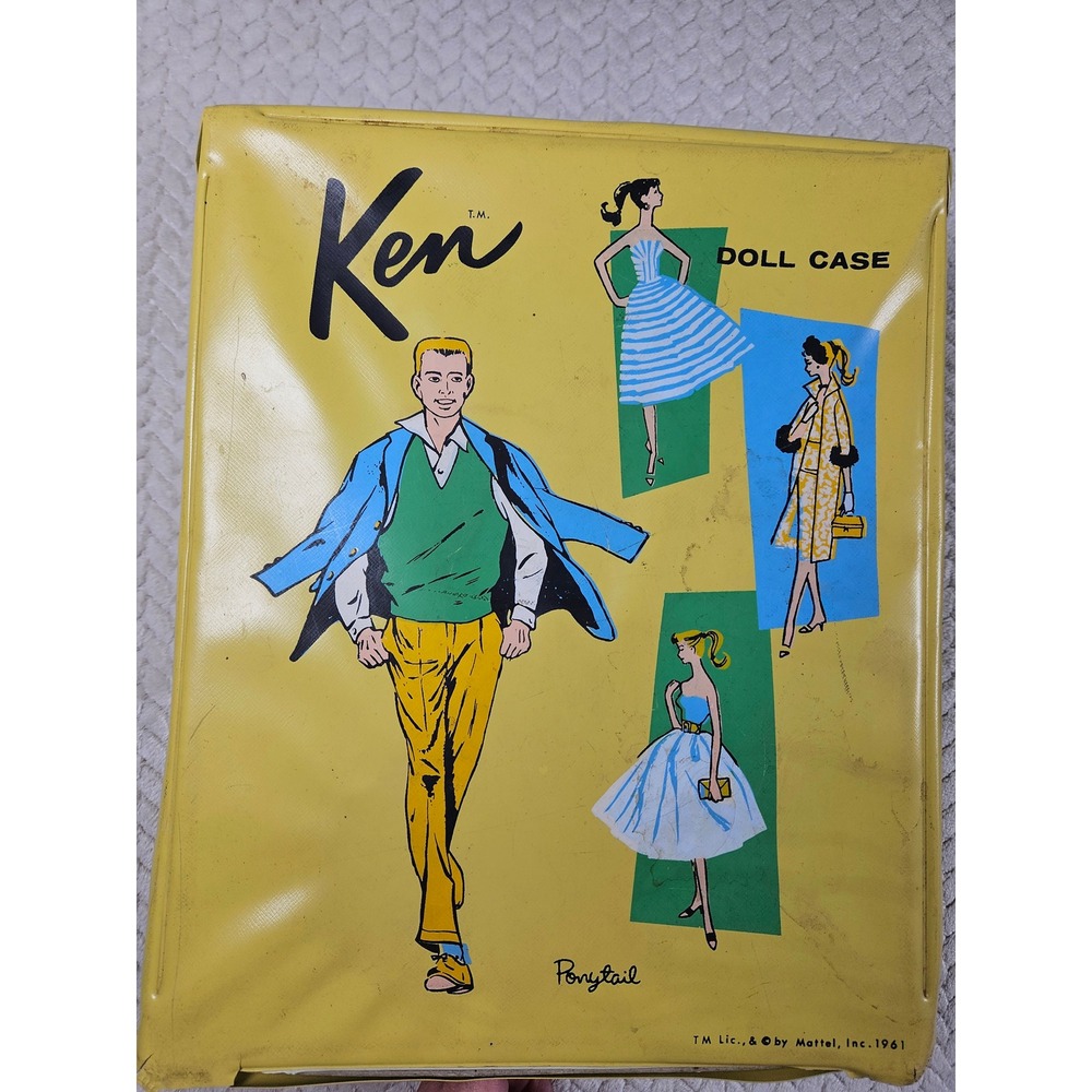 Vintage 1961 Mattel Ken Doll Case Yellow Vinyl Barbie Collectible Toy Box MCM